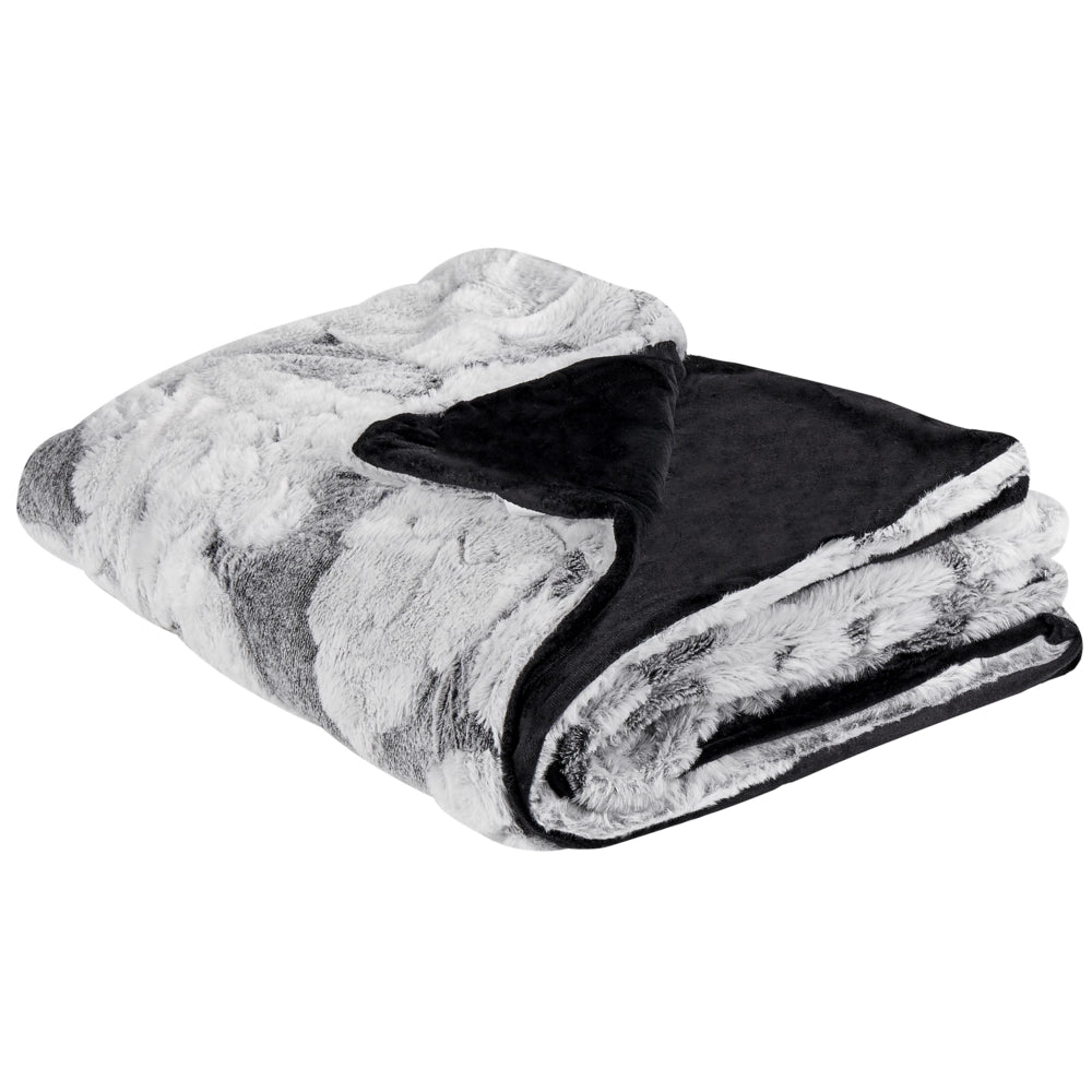 Coperta in poliestere grigio chiaro 150 x 220 cm morbido copriletto in pelliccia motivo floreale decorativo plaid