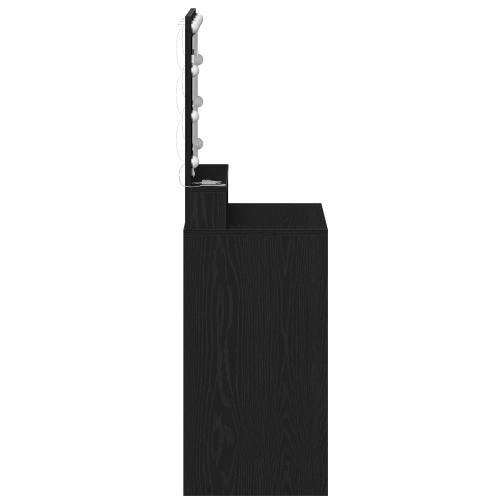 Toeletta  con luci LED Rovere Nero 50x41x135 cm