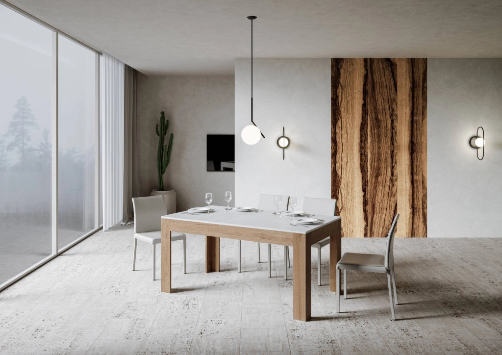 Tavolo Allungabile 160-220x90x77 cm Bibi Mix Bianco Frassino