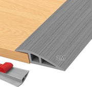 Profilo di transizione autofibro 1M x 5CM, striscia di transizione in PVC per pavimento, rail di transizione autofibro per pavimenti e moquette, striscia di transizione per pavimenti in parquet e soglie (finitura in legno grigia)