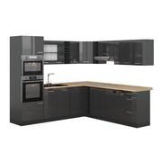 Cucina angolare completa R-Line Antracite lucido/Antracite 247 x 237 cm, PL Rovere Vicco