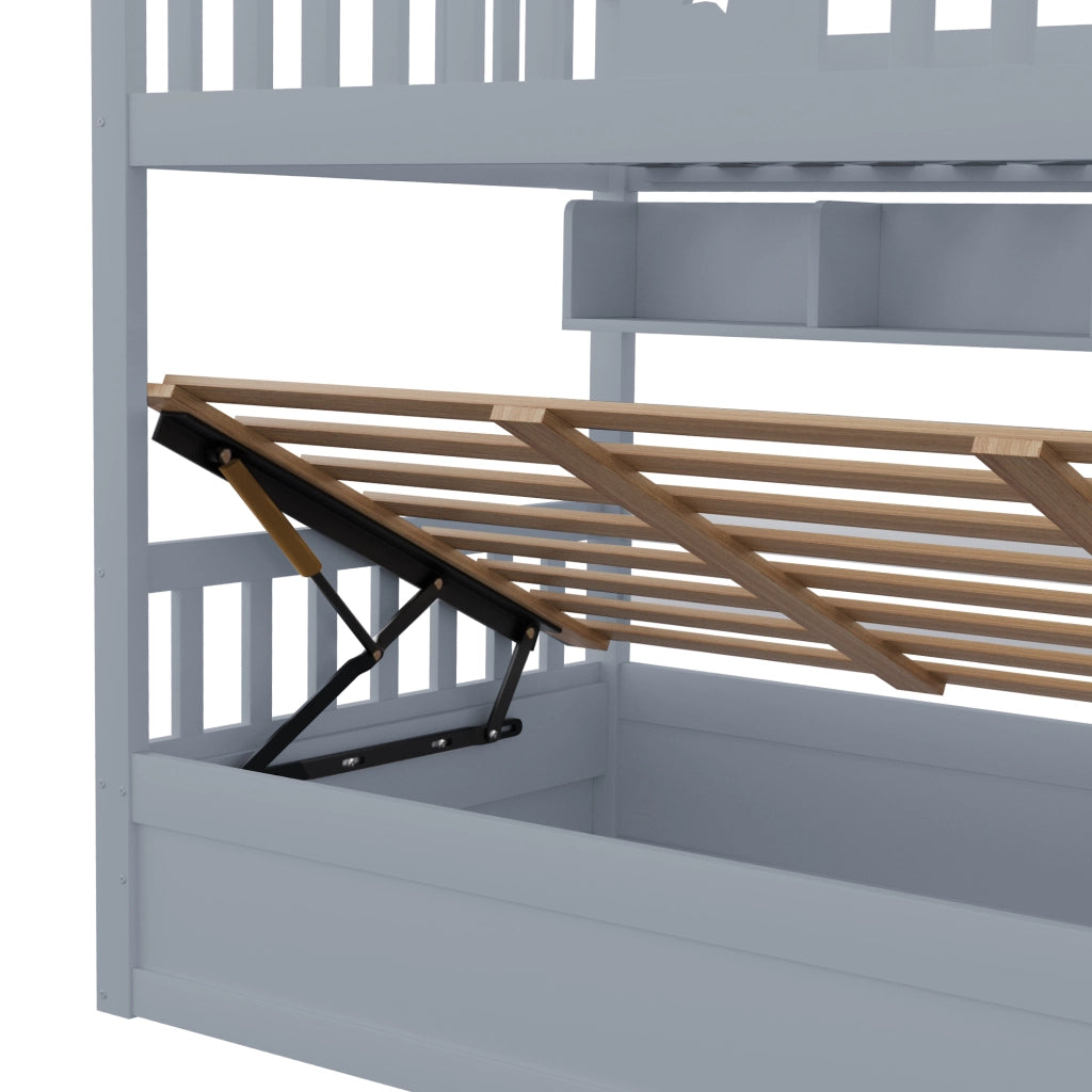 Letto a castello funzione contenitore legno grigio 90x200 cm