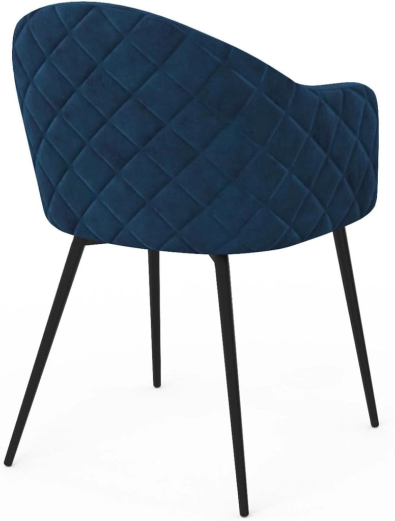 Set di 2 sedie da pranzo e poltrone da tavolo MOLY in velluto goffrato blu anatra