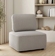 Sedia e divano in tessuto luce grigio a righe - Design moderno - Finestra in legno - Mobili per salotto - Costruzione duratura - Finitura lussuosa - Interno eterno - Adatto per uso quotidiano