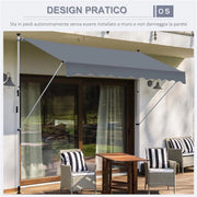 TENDA DA SOLE A BRACCI AVVOLGIBILE CON MANOVELLA E STRUTTURA TELESCOPICA 4X1.2M GRIGIO
