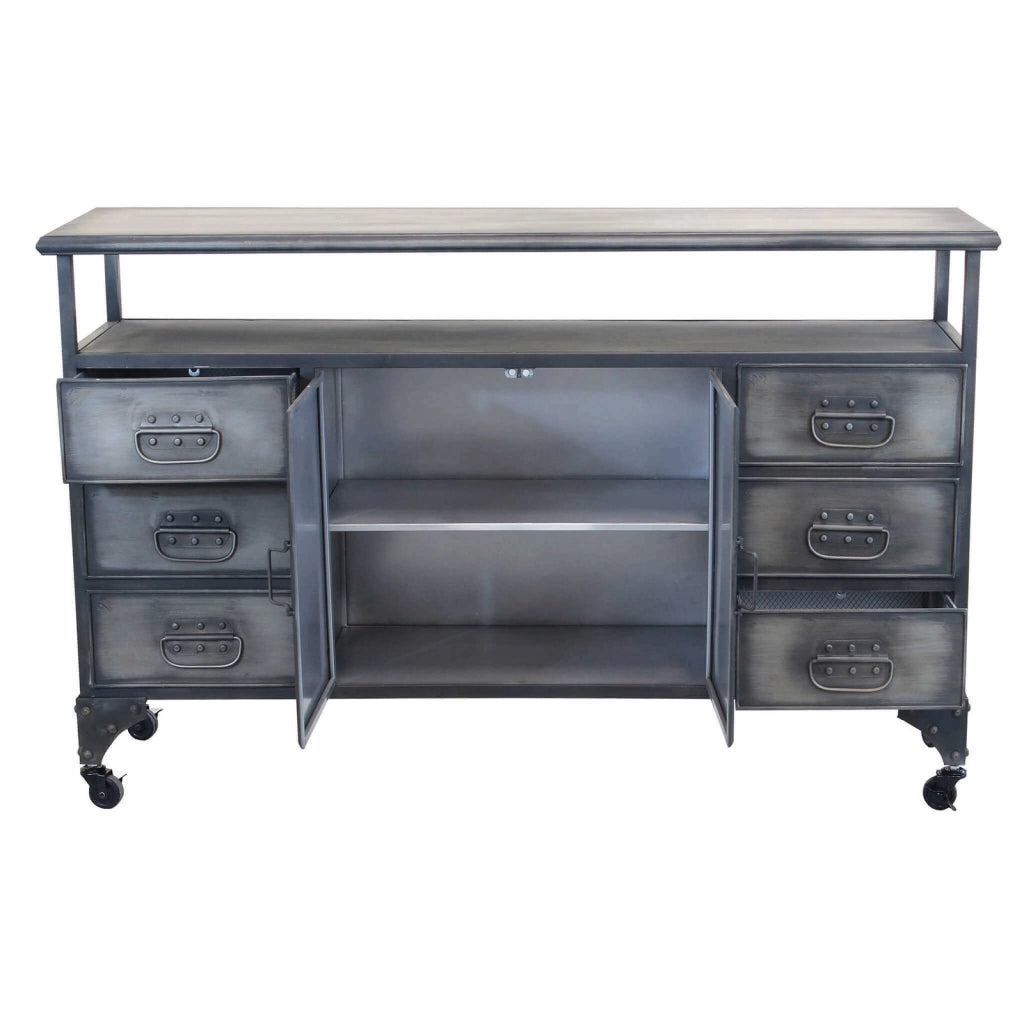 Madia per soggiorno Industrial in Acciaio cm 132 5x37 5x82 - HIRAM