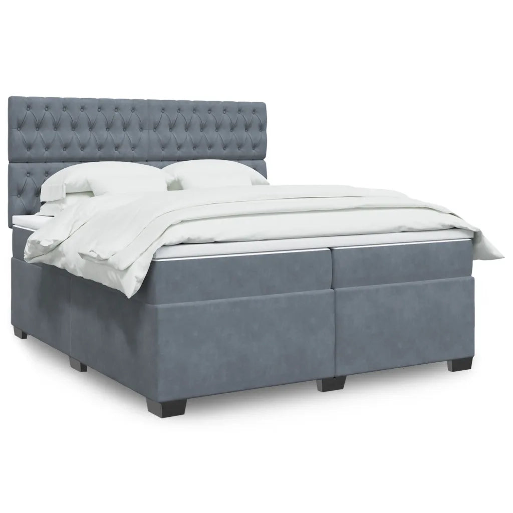Giroletto a Molle con Materasso Grigio Scuro 200x200 cm Velluto 3293309