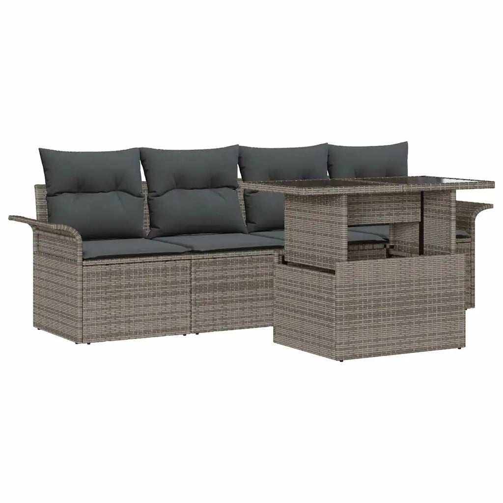 Set Divano da Giardino con cuscino 5 pcs Grigio polyrattan 3348185