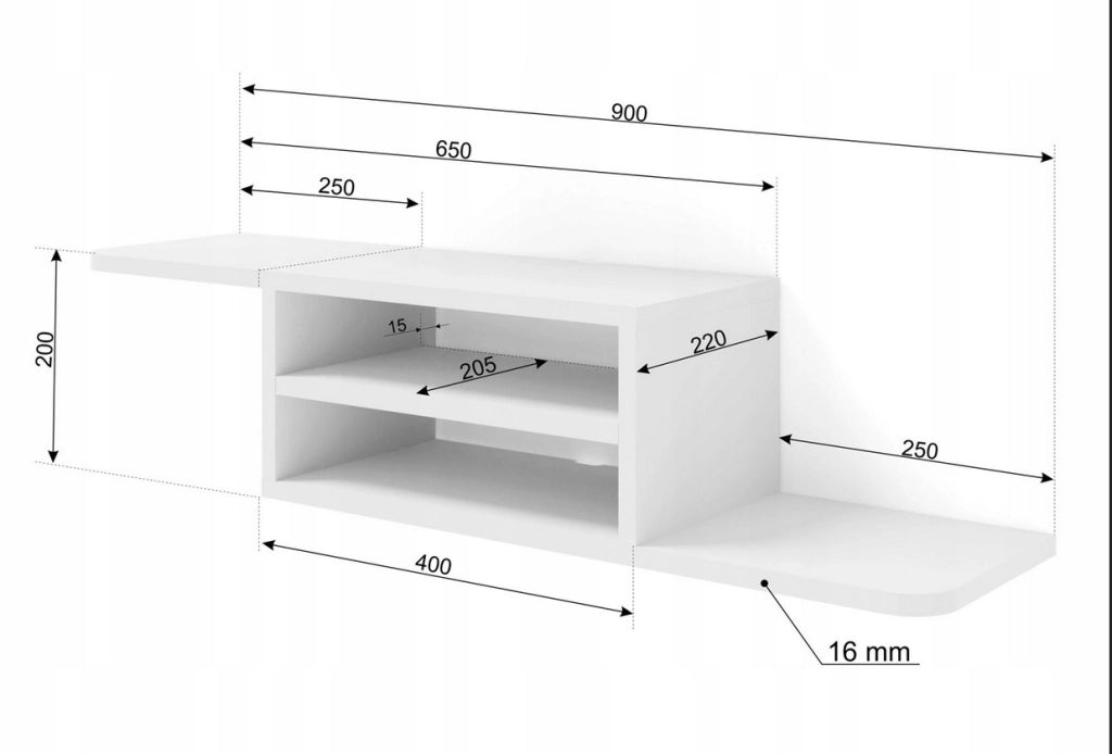 Mobile porta TV sospeso minimal DEDAL cm 90x22x20h  Bianco Opaco