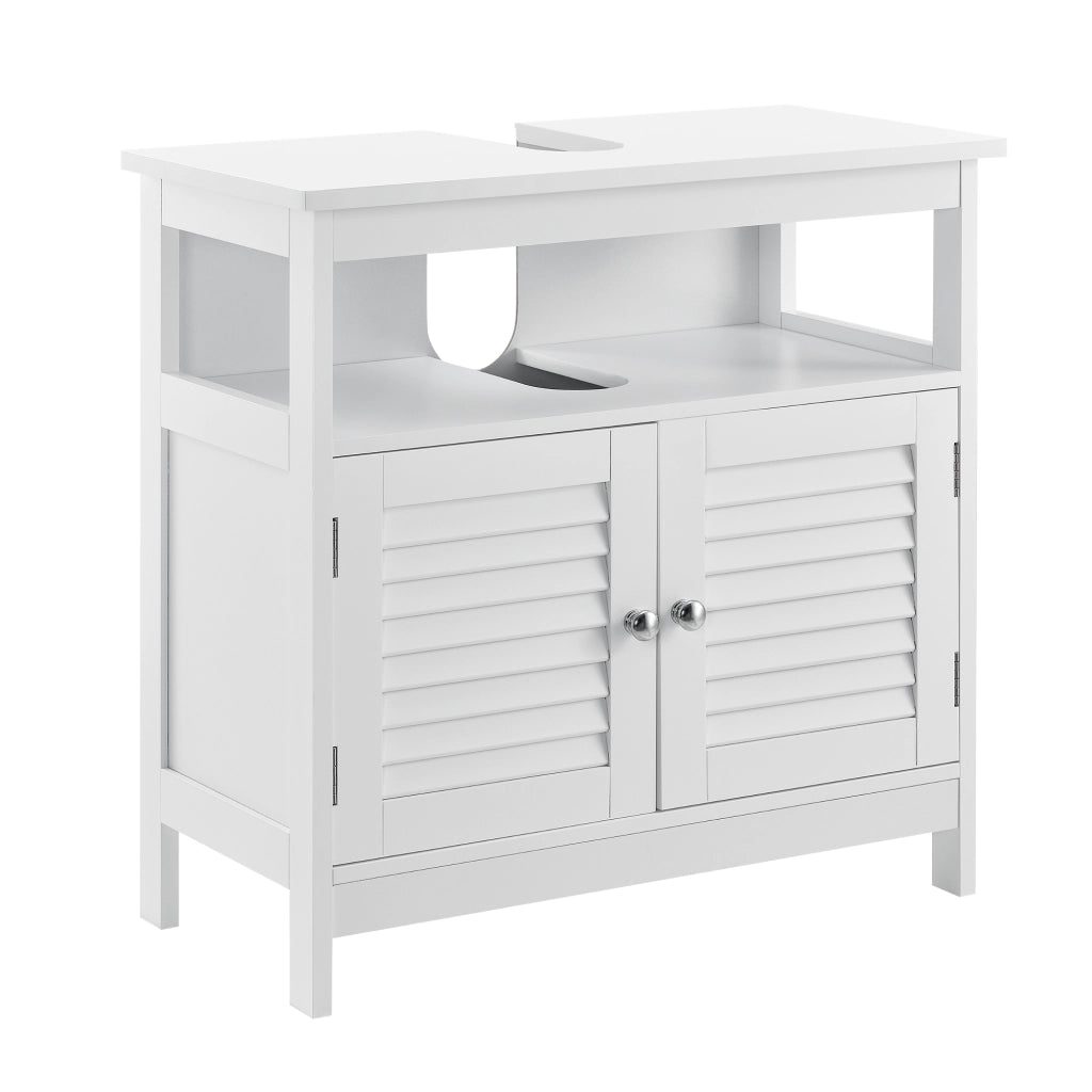 Armadietto Sottolavabo da Bagno a 2 Ante e Scomparto Aperto 60 x 60 x 30 cm - Bianco [en.casa]