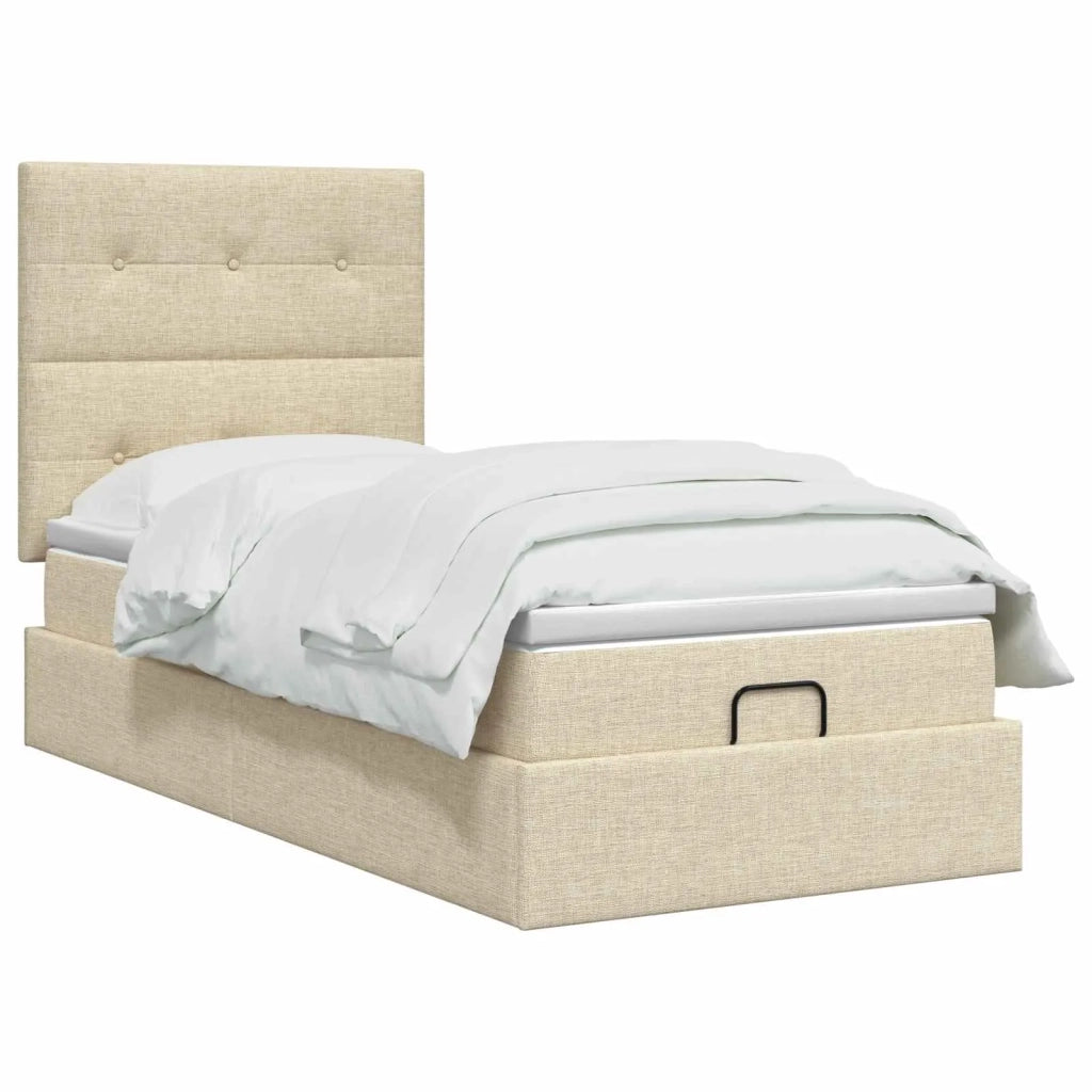 Letto ottomano con materasso Crema 90 x 200 cm Tessuto 3457464
