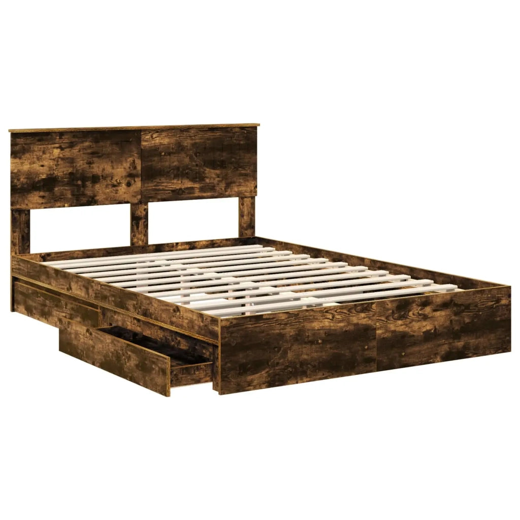 Letto con Contenitore con testiera Rovere fumé 135 x 190 cm