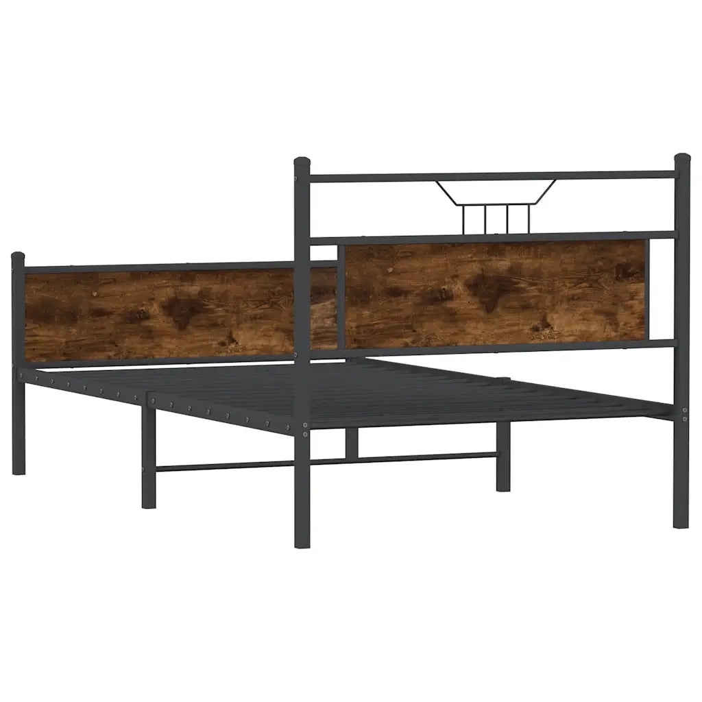 Letto singolo | Letto per adulti | Giroletto senza Materasso Rovere Fumo 107x203 cm in Truciolato