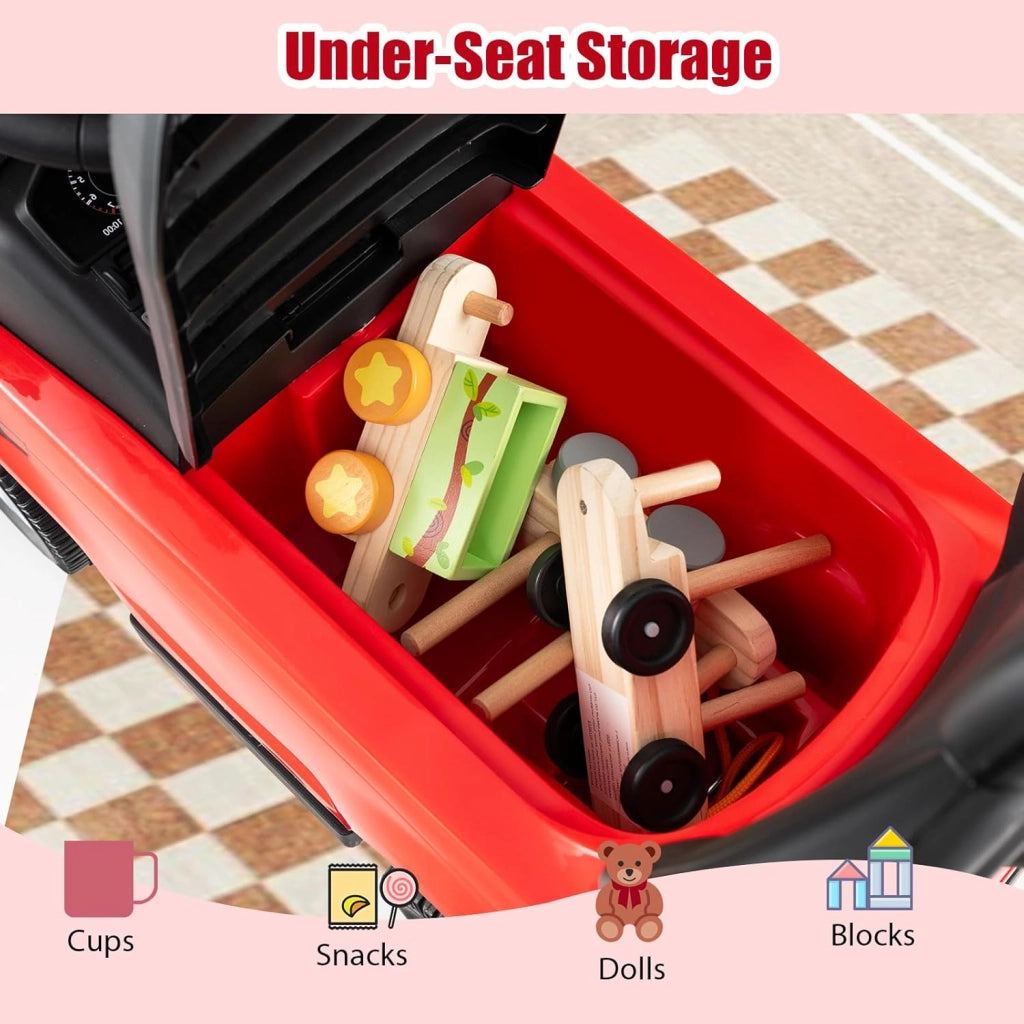 Macchina Cavalcabile per Bambini 1-3 Anni, Cavalcabile Bambino 3 in 1, Pignée Amovibile, Guida Realistica con Volante, Clacson, Musica, Carico 25 kg, Ruote Antiscivolo, Regali Bambini (Rosso)