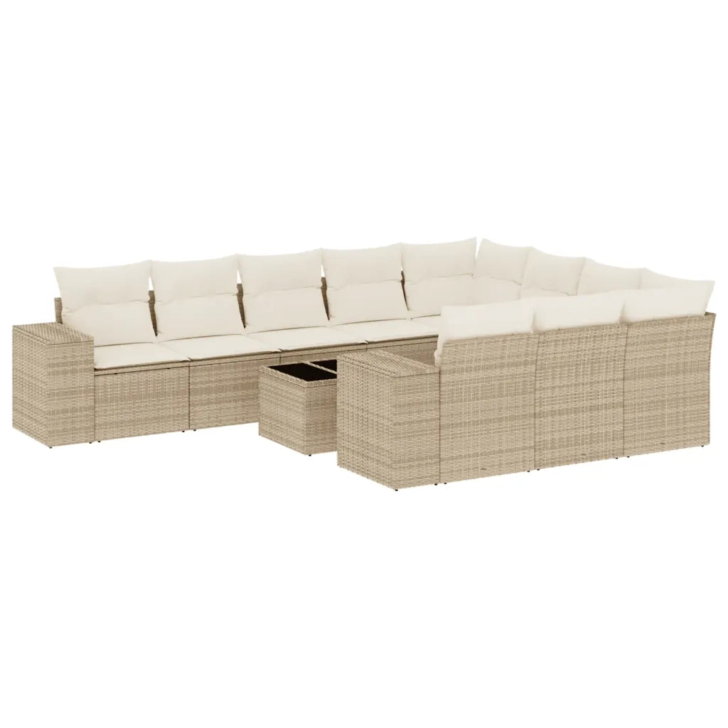 Set Divani da Giardino 11 pz con Cuscini Beige in Polyrattan 3255435