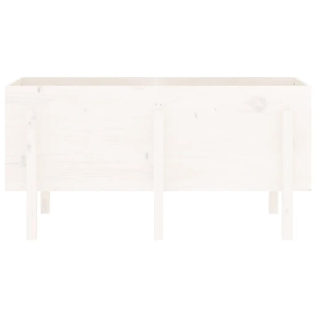Fioriera Rialzata da Giardino-Vaso da Esterno-Fioriera Elevata Bianca 121x50x57 cm Massello Pino