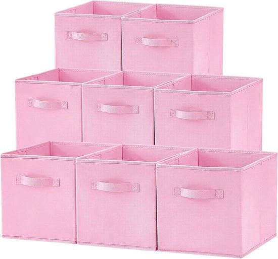 Contenitori di archiviazione cubici da 11 pollici - Opvougbile - Medio - Set da 8 - Rosa