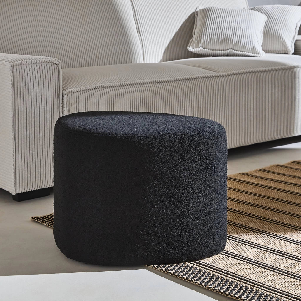 Pouf a forma di ciottolo in tessuto, nero