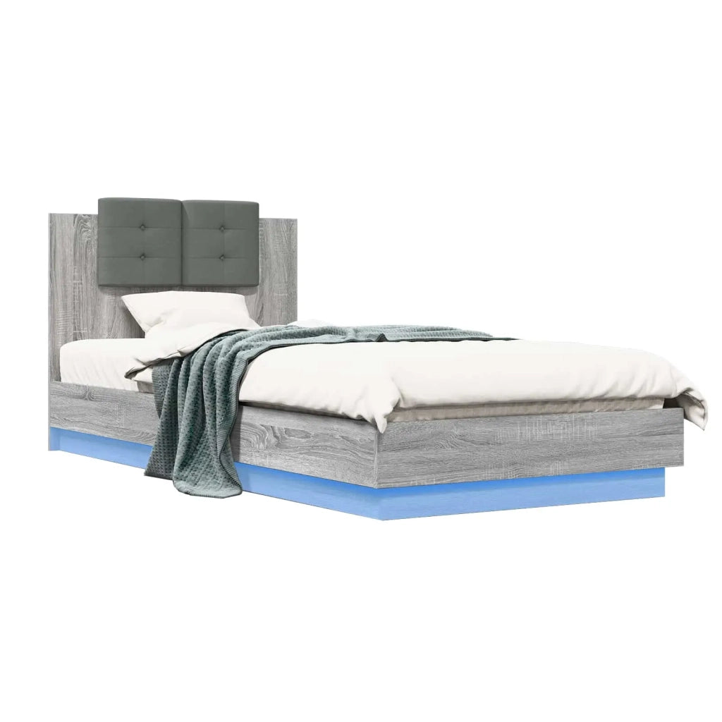 Letto con LED Sonoma grigio 80 x 200 cm Legno ingegnerizzato 3429665