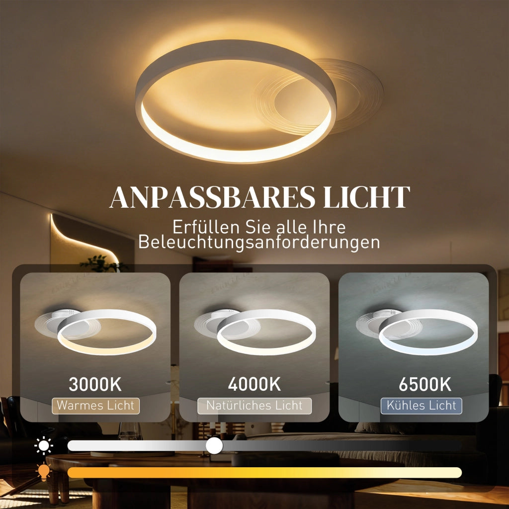 Plafoniera LED a doppio anello ¨C Xylo ¨C Rotonda 50x40x7,4 cm bianca