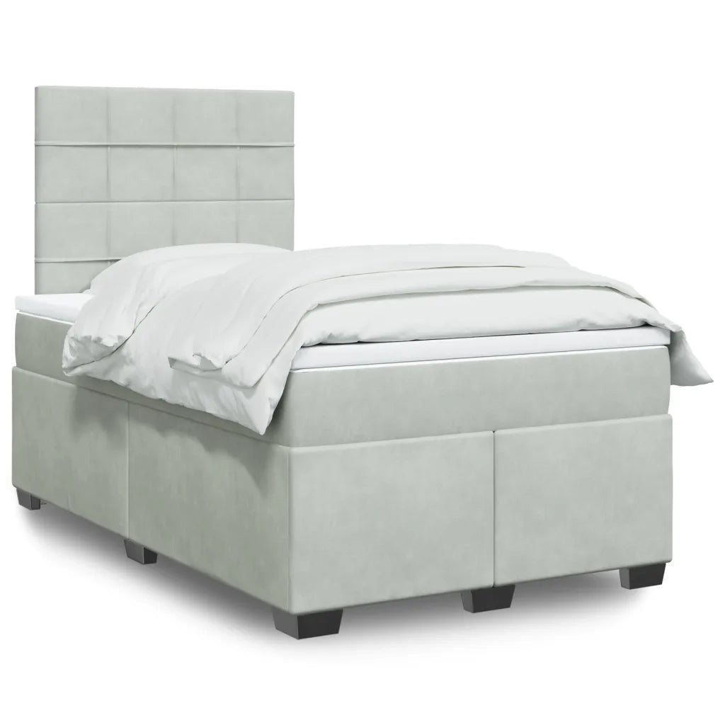 Giroletto a Molle con Materasso Grigio Chiaro 120x190cm Velluto
