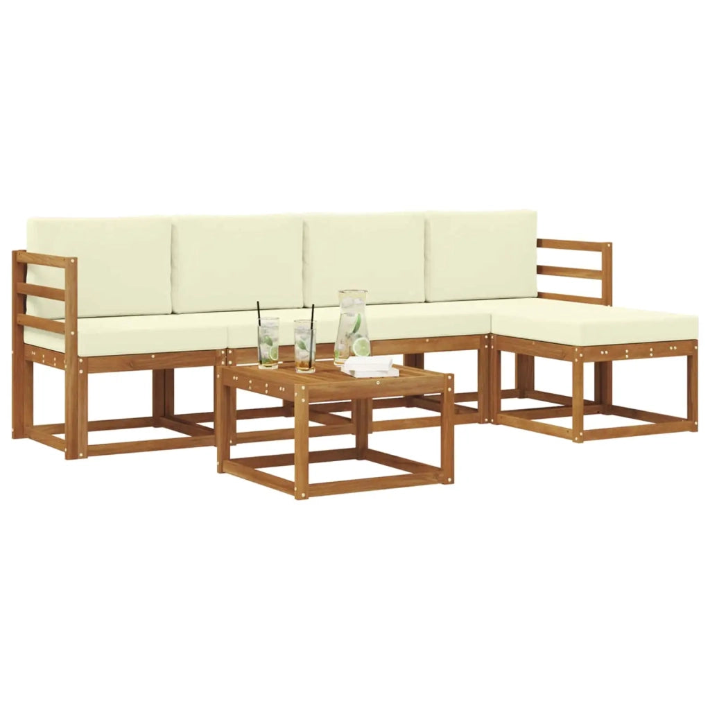 Set di divani da esterno con cuscino 6 pcs Naturale e Crema 3366273