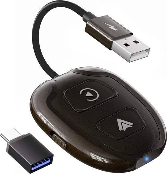 Adattatore Wireless per Auto con CarPlay e Android Auto - Funziona con Plug e Play - WiFi 5GHz - Adattatore per CarPlay 2017+