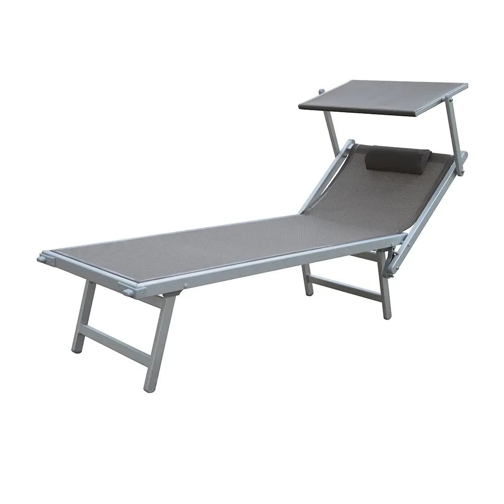 Tempo Style - Lettino Prendisole Tortora con Parasole e telaio alluminio