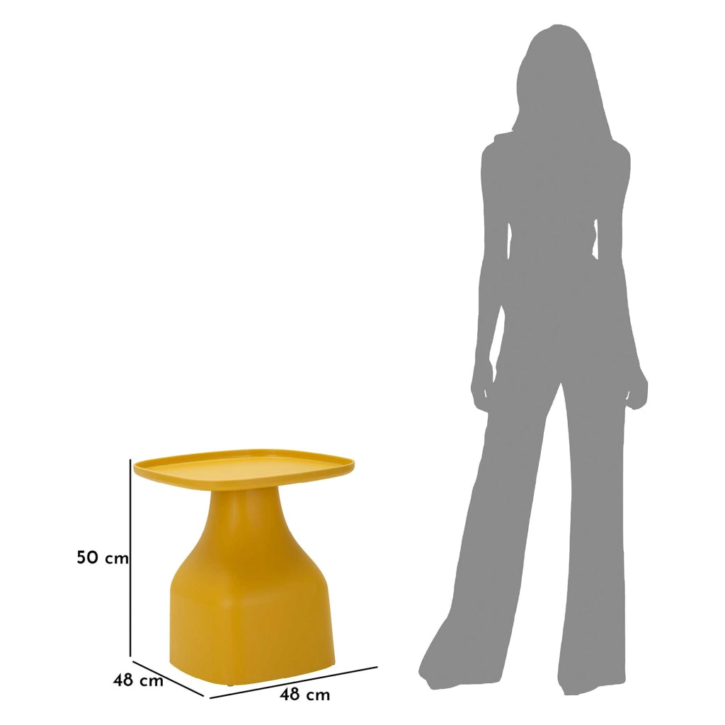 Midelt, Tavolino da Salotto Adatto per Indoor/outdoor Angoli Arrotondati, 48x48x50h cm Giallo