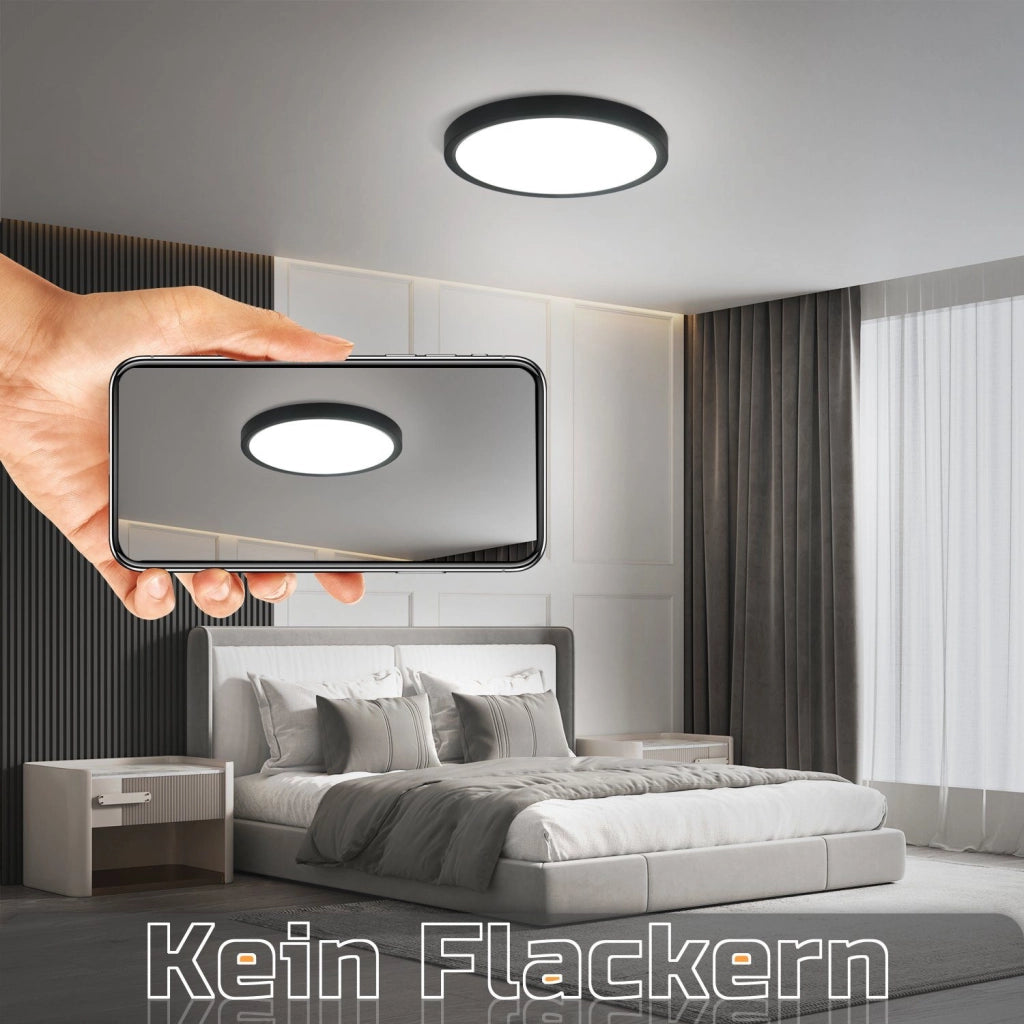 ZMH Lampada da soffitto LED nera IP44 23cm facile installazione