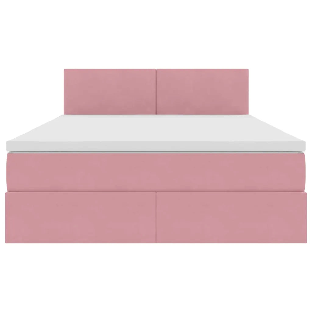 Letto con contenitore e LED con led Rosa 140 x 190 cm Velluto 3371336
