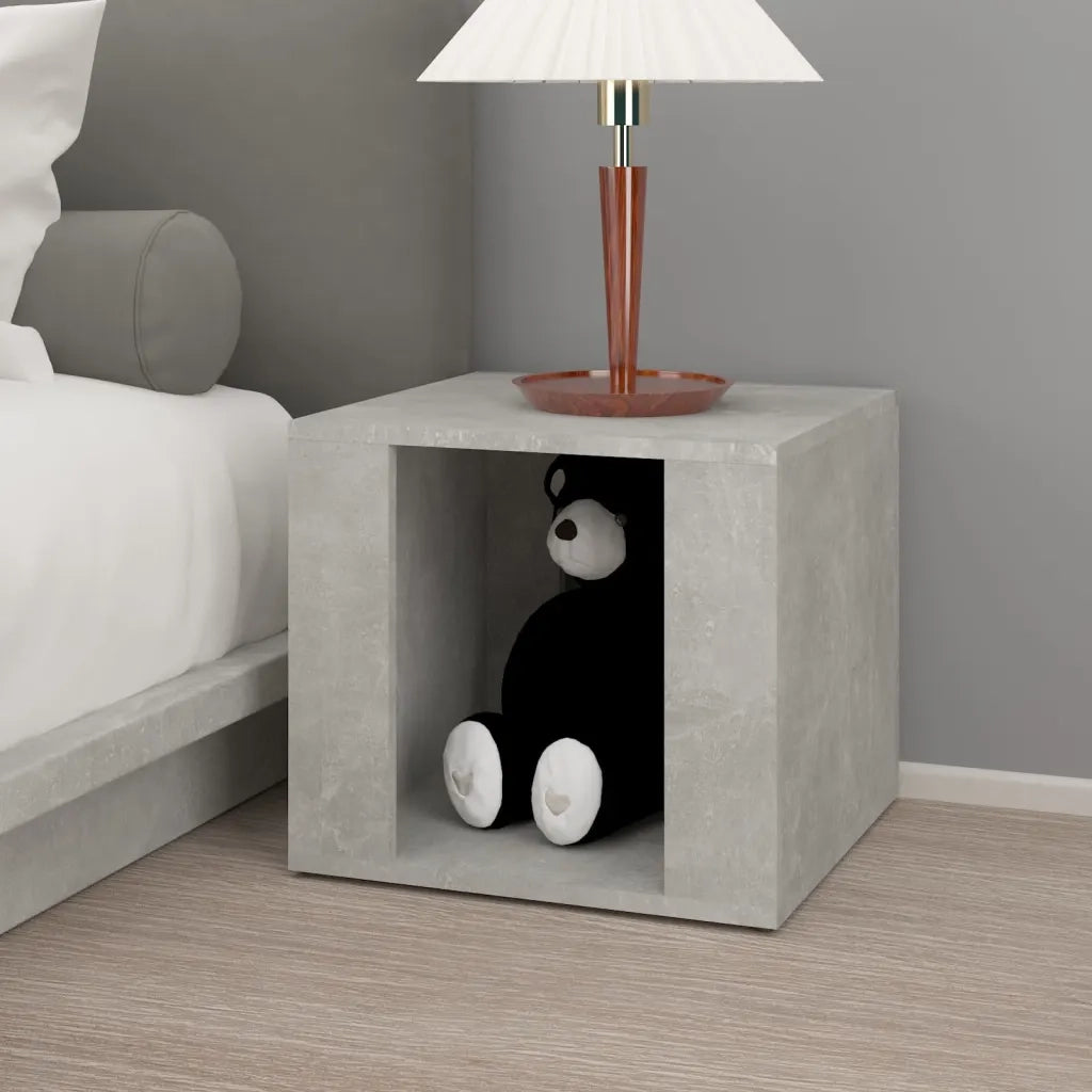 Comodino | Armadio da Notte | Mobiletto da notte Grigio Cemento 41x40x36 cm in Legno Multistrato