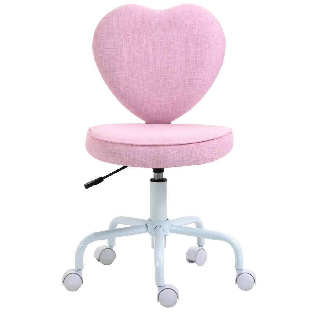Sedia da ufficio rosa con schienale a cuore regolabile