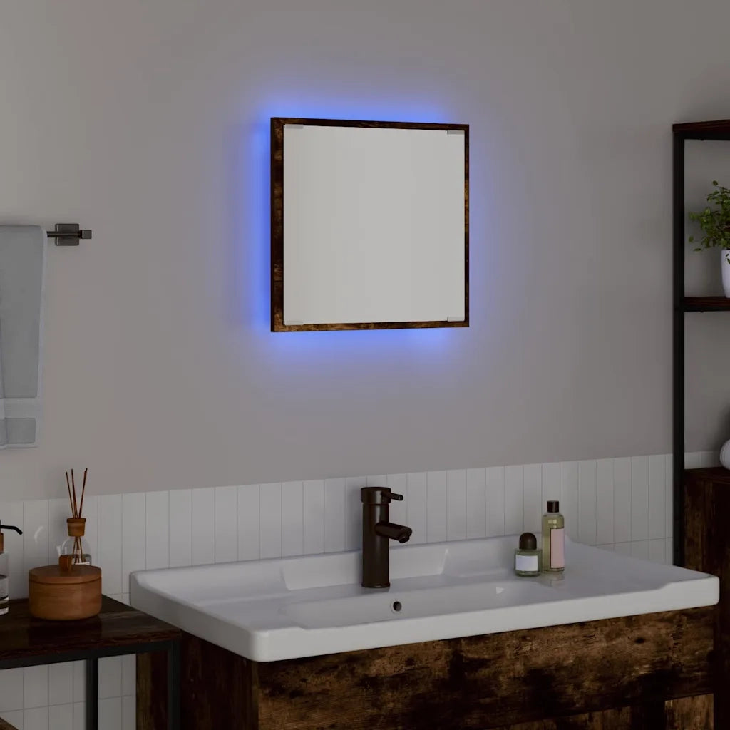 Specchio da bagno LED con specchio Rovere fumé 40 x 37 x 8.5 cm 822925