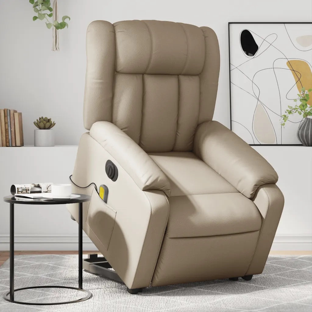Poltrona Alzapersona Massaggio Elettrica Cappuccino Similpelle 3205291