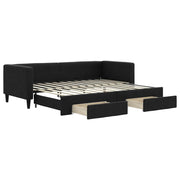Divano letto | Sof¨¤ letto | Letto singolo Estraibile con Cassetti Nero 80x200 cm in Tessuto