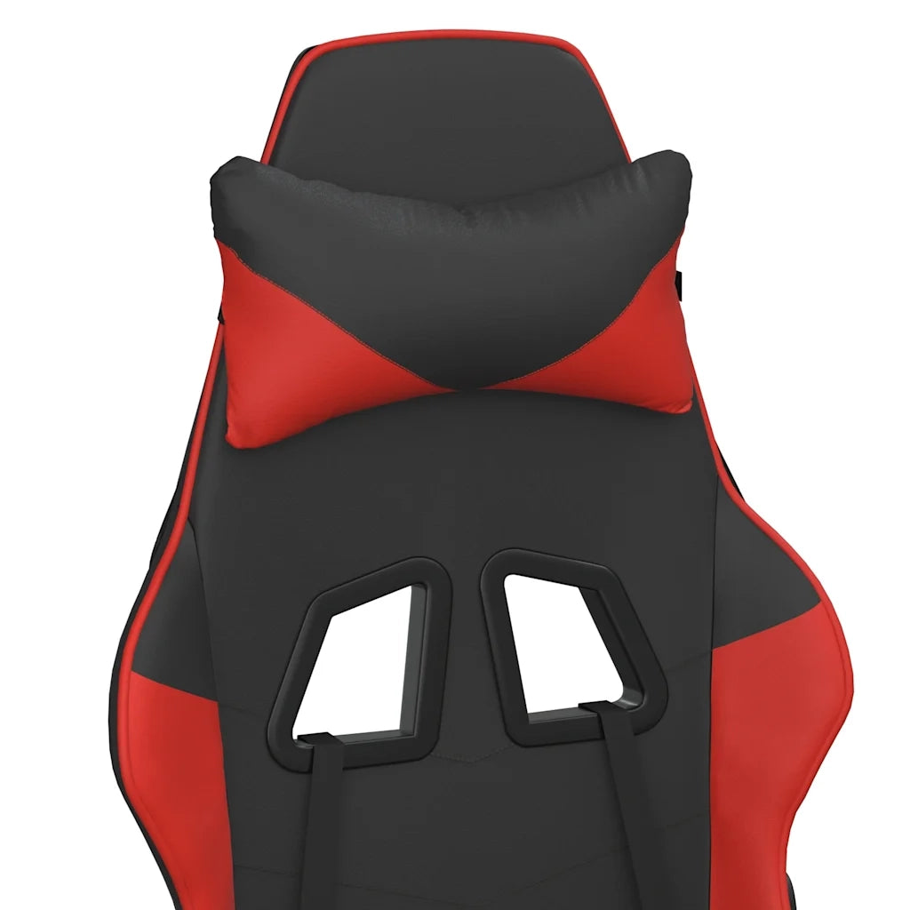 Sedia da Gaming | Sedia da e-sports Massaggio Poggiapiedi Nero e Rosso Similpelle