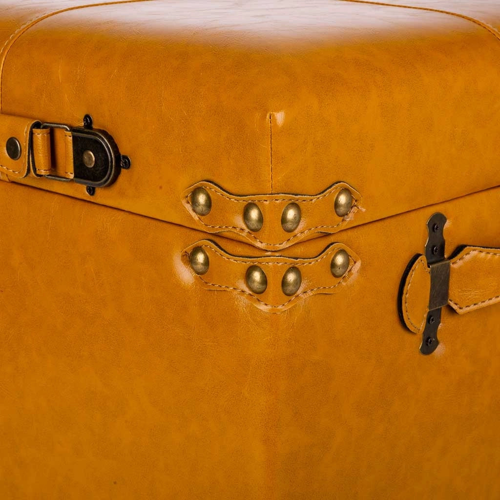 Sgabello con cassetti in similpelle arancione 38x38x35h