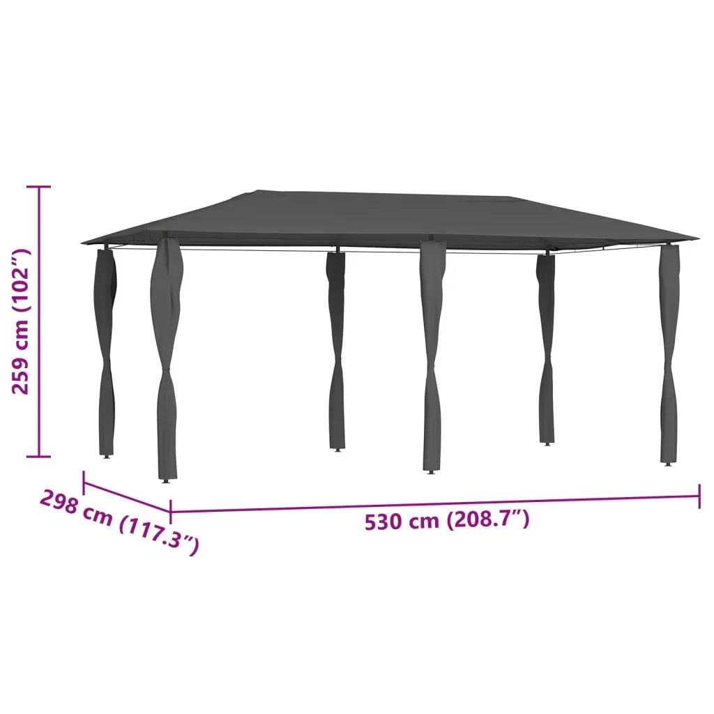 Gazebo con Montanti Rivestiti 2,98x5,3x2,59m Antracite 160 g/mÂ²