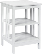 Comodino per Camera da Letto, Comodino a 3 Livelli, Tavolino da Soggiorno in Legno, Portata Totale 20 kg, 40 x 40 x 61 cm (1, Bianco)