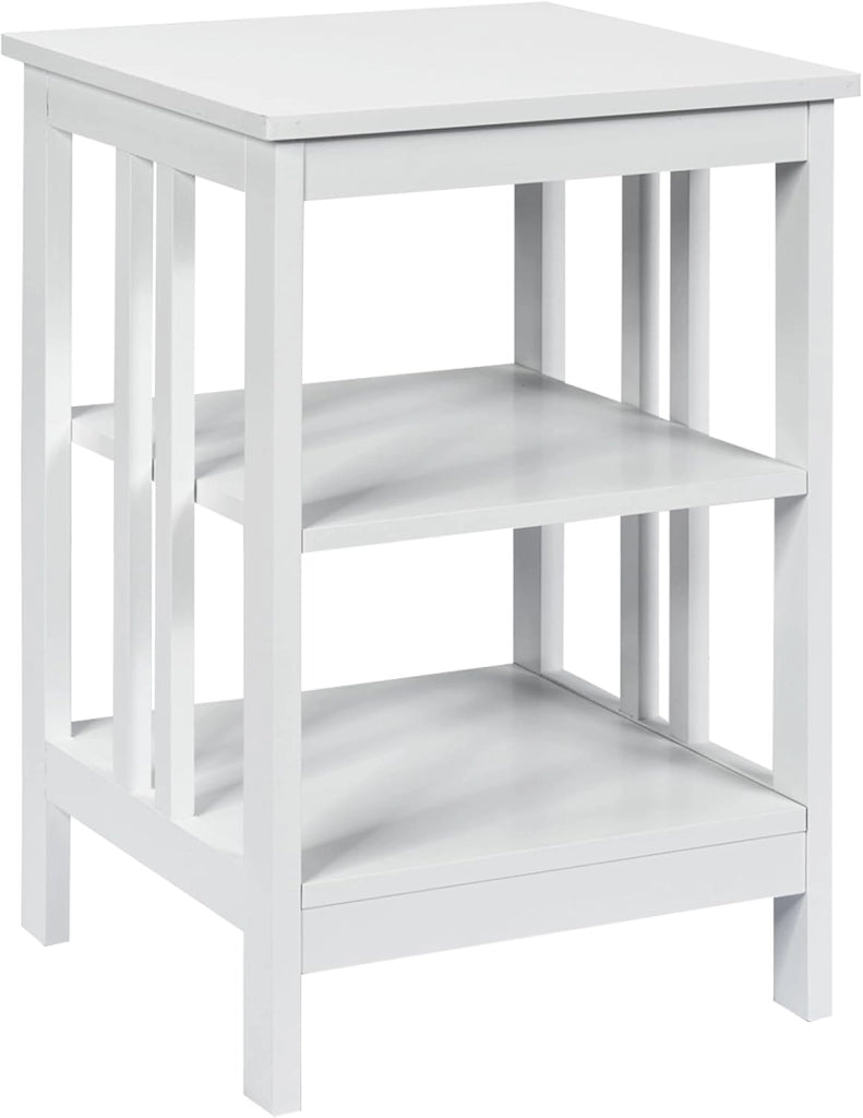 Comodino per Camera da Letto, Comodino a 3 Livelli, Tavolino da Soggiorno in Legno, Portata Totale 20 kg, 40 x 40 x 61 cm (1, Bianco)