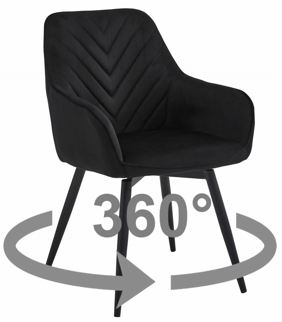Sedia girevole in velluto VALORA NANA360 - Nero x 2