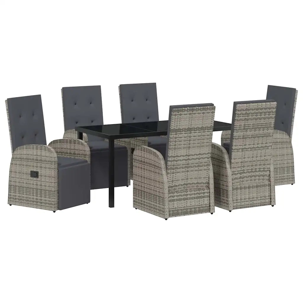 Set da Pranzo per Giardino con cuscino 7 pcs Grigio polyrattan