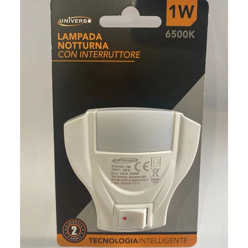 Trade Shop - Lampada Led Luce Notturna Con Interruttore 1 W Luce Fredda 6500k 6lm Ip20 Xyd102 -