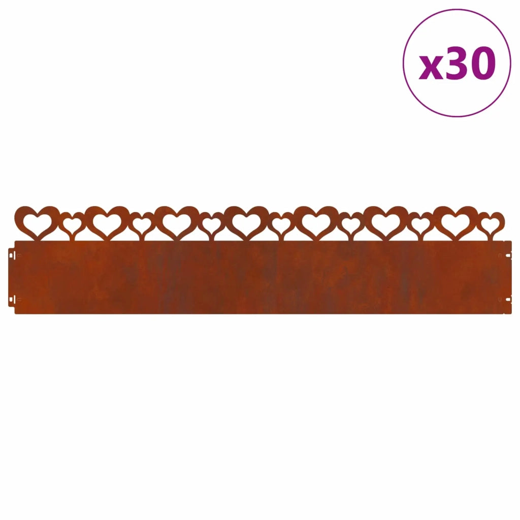 Bordure per prato 30 pcs Ruggine 103 x 0,05 x 22 cm 874848