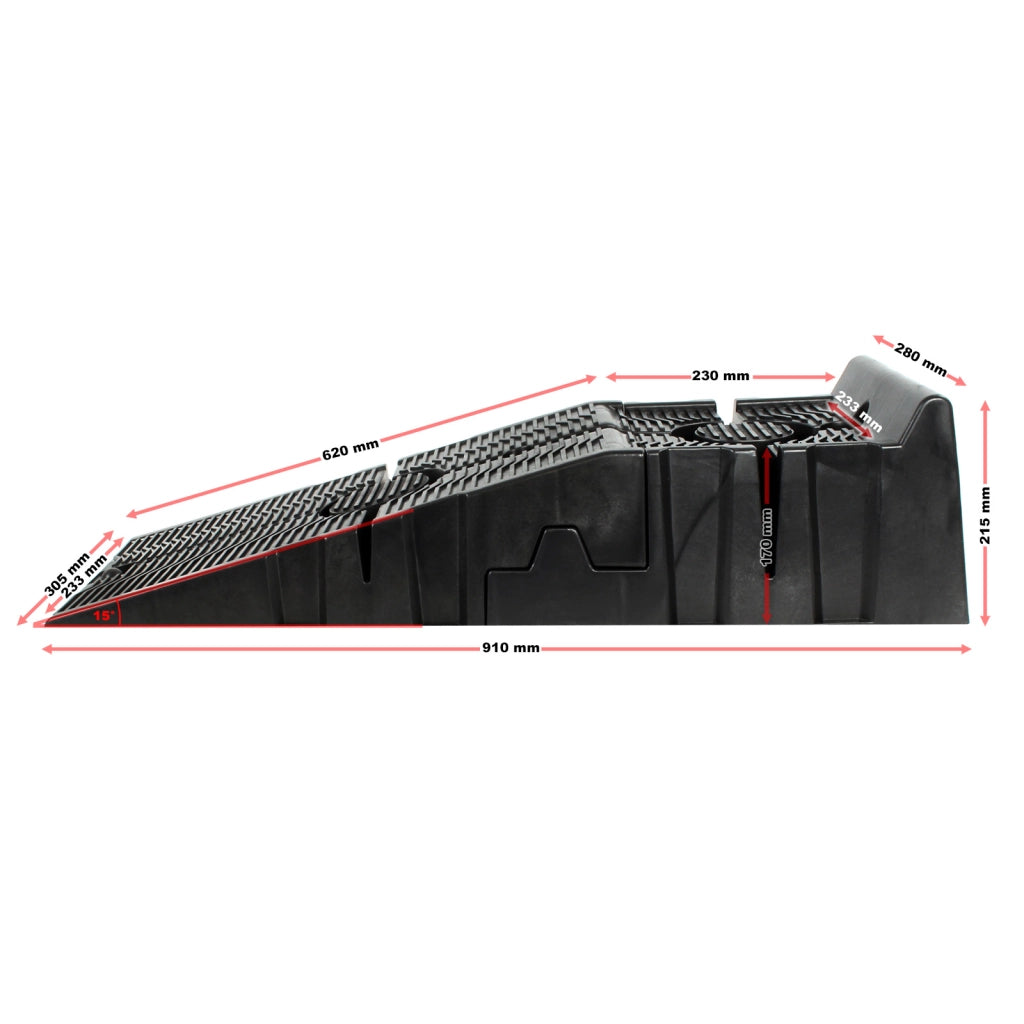 Set 2 rampe di sollevamento divisibili max 2,5 t plastica per veicoli carichi pesanti