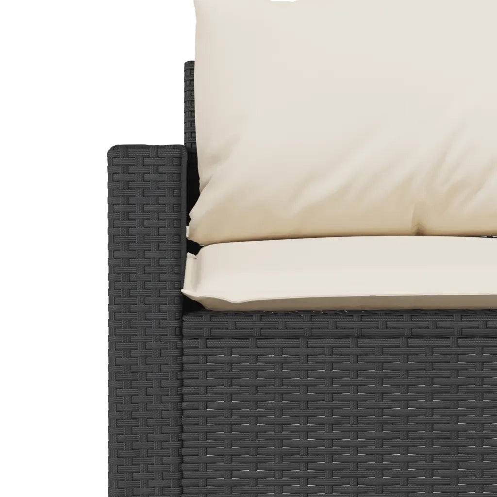 Set da Pranzo da Giardino 2 pz con Cuscini Nero in Polyrattan 366336