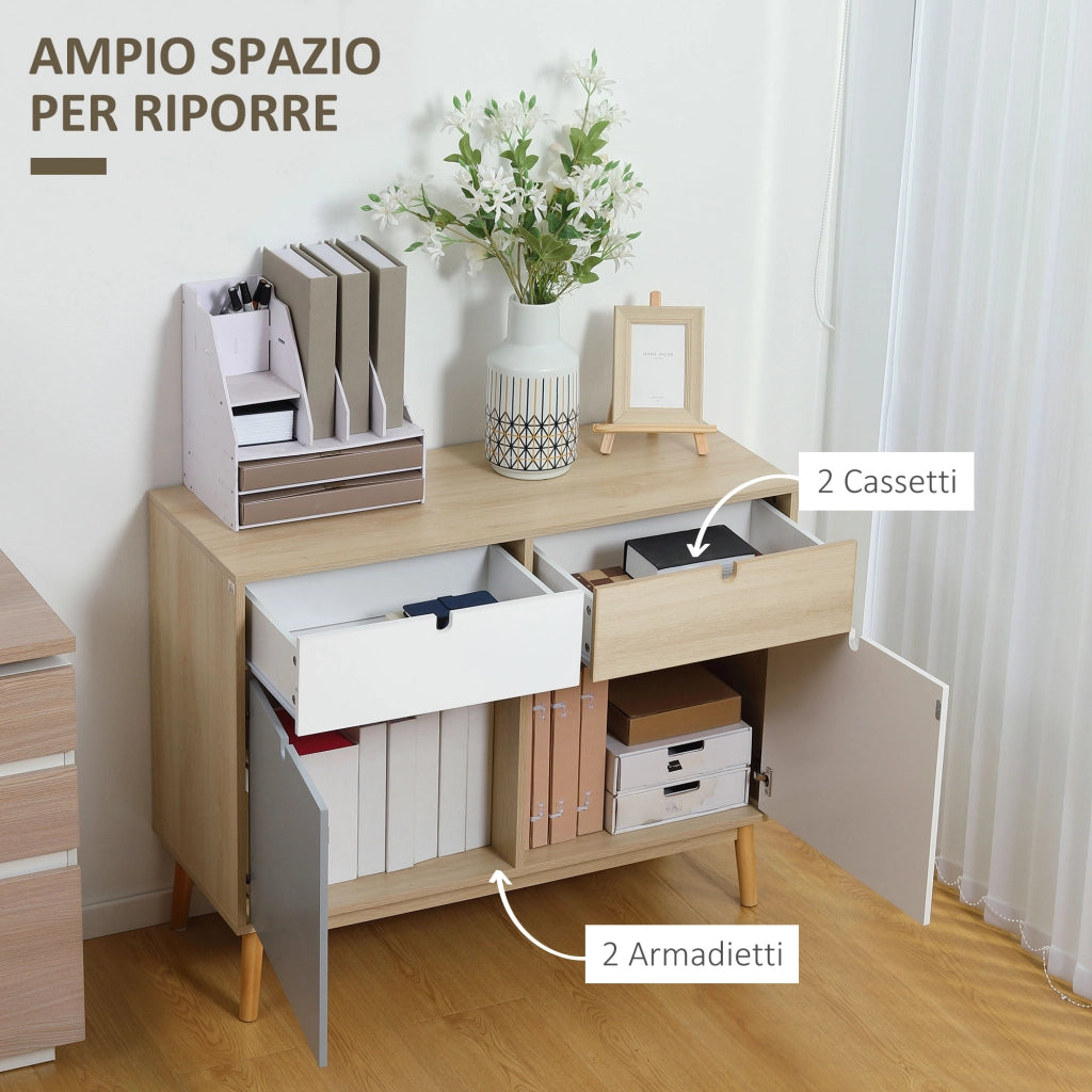 Armadio Battente con Cassetti ¨C Minimal ¨C 100x40x79.5cm, Multicolore