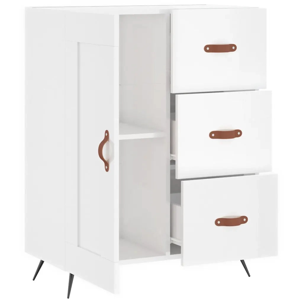 Credenza | Madia | Buffet da pranzo | Armadio da pranzo 69,5x34x90 cm in Legno Multistrato Bianco Lucido