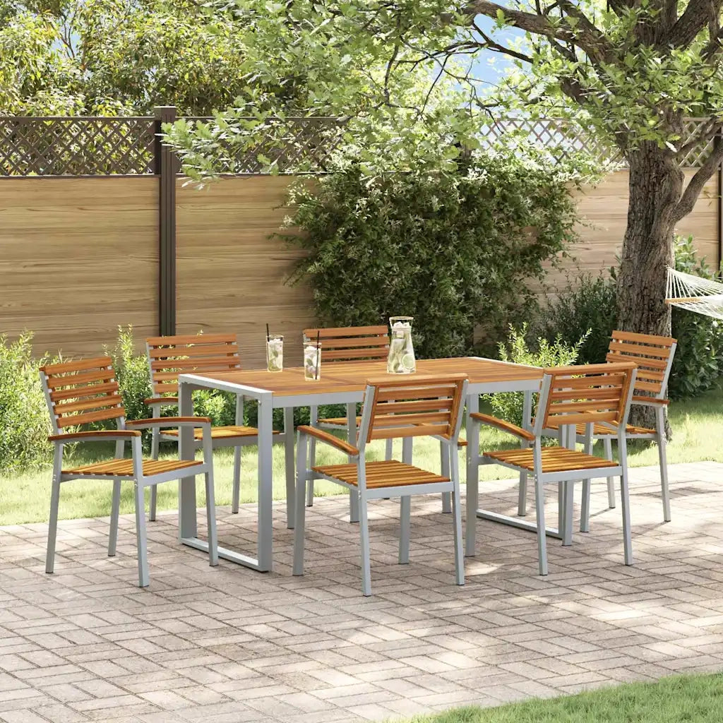 Set da Pranzo per Giardino 7 pcs Grigio